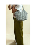 TINELLO Light Grey Italaian Leather Macramé Weave Shoulder Handbag
