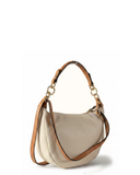 SACCO Cream Italian Leather Contrasting Straps Hobo Shoulder Handbag