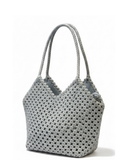 TINELLO Light Grey Italaian Leather Macramé Weave Shoulder Handbag