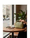 CORNO Olive Green Italian Leather Small Hobo Style Handbag