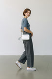 SANO SOHO Style Soft Italian Leather Compact Shoulder / CrossBody Bag, Metallic Silver