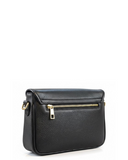 NUSCO Black Italian Leather Crossbody Saddle Handbag