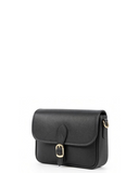 NUSCO Black Italian Leather Crossbody Saddle Handbag