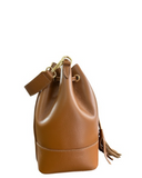 CAVRIGLIA Tan Brown Italian Leather Bucket Bag