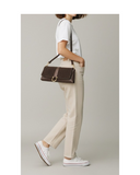 ONANO Dark Brown Italian Leather Rectangular Silhouette Shoulder Handbag