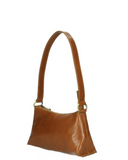 CHIA Italian Leather Baguette Shoulder Handbag Cognac