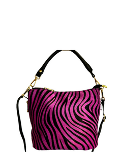 MAZZOLLA Italian Leather Crossbody/Grab Bag, Zebra Pink