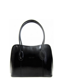 SILLANO Black Italian Leather Shoulder Handbag