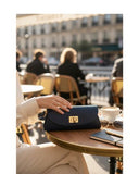 GAETE Dark blue Italian Leather Structured Cylindrical Mini Bag