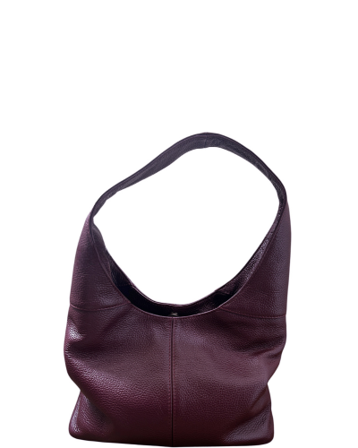 SIGNORIA Small Maroon Compact Italian Leather Hobo Shoulder Handbag