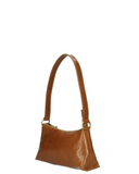 CHIA Italian Leather Baguette Shoulder Handbag Cognac