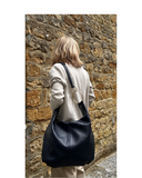 MARIANO Dark blue Spacious Soft Italian Leather Crossbody Bag