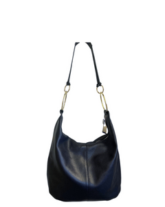 MARIANO Dark blue Spacious Soft Italian Leather Crossbody Bag