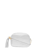 SANO SOHO Style Soft Italian Leather Compact Shoulder / CrossBody Bag, Metallic Silver