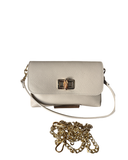 MARINA Cream Italian Leather Grab Shoulder Crossbody Handbag Bamboo Clasp