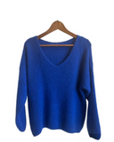 Royal Blue Made In Italy Superkid Mohair Wool blend long Sleeved Jumper