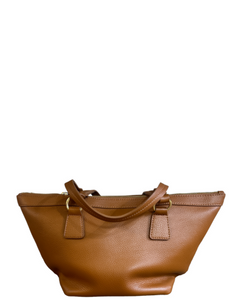 SCANNO Tan Spacious Italian Leather Shoulder Tote Bag, Tan