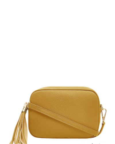 SANO SOHO Style Soft Italian Leather Compact Shoulder / CrossBody Bag, Mustard