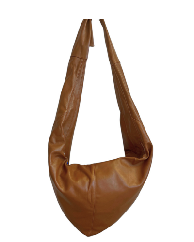 SALTI Tan Large Italian Leather Crescent Shoulder Crossbody Bag