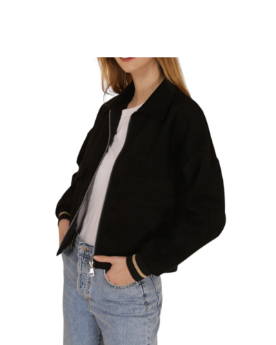 Black Suede Bomber Jacket Made In Italy