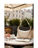 LUCERA Cream Minimalist Italian Leather Shoulder/Crossbody Handbag