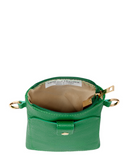 Made In Italy Leather Crossbody Handbag Phone Holder with Front Compartment, Green