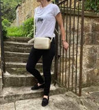 Ladies Italian Leather Soho Shoulder Crossbody Bag Metallic Gold