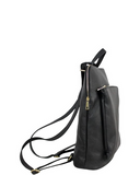 PIANELLA Large Black Three in One Italian Leather Backpack/Shoulder/Crossbody Handbag