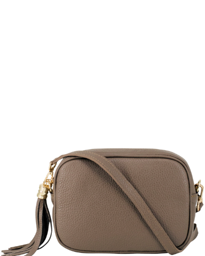 SANO SOHO Style Soft Italian Leather Compact Shoulder / CrossBody Bag, Taupe