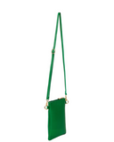 Made In Italy Leather Crossbody Handbag Phone Holder with Front Compartment, Green