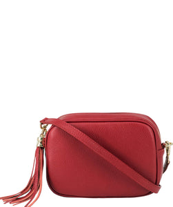 Ladies Soho Style Italian Leather Crossbody Shoulder Handbag, Red
