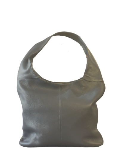 SIGNORIA Dark Grey Women s Soft Pebbled Italian Leather Hobo Bag