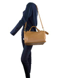 LILLIANO Small Tan Soft Pebble Leather Grab Bag