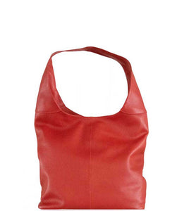 Women’s Leather Shoulder Hobo handbag made in Italy Red