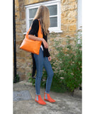 Ladies Made in Italy Orange Soft Leather Hobo Bag / Shoulder Bag