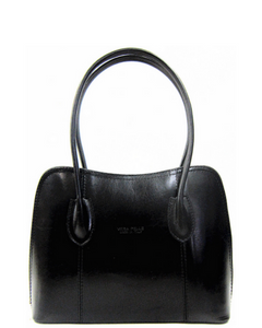 SILLANO Black Italian Leather Shoulder Handbag