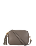SANO SOHO Style Soft Italian Leather Compact Shoulder / CrossBody Bag, Cinder Dark Grey